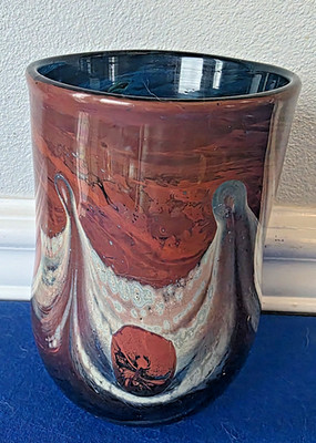 1974 Vintage RHODES Studio Art Glass Vase Vessel Hand Blown Gorgeous