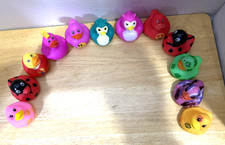 Lot of 12 Mini Rubber Duck Figurines, Assorted Colors  Designs
