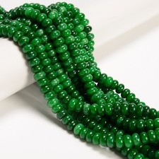 Emerald Green Color Dyed Jade Smooth Rondelle Beads Size 5x8mm 15.5'' Strand