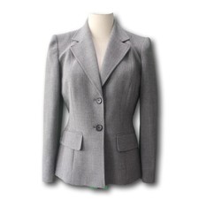 ANNE KLEIN 4 Professional Blazer Single Breasted Two Buttons Semi Fitted Gray