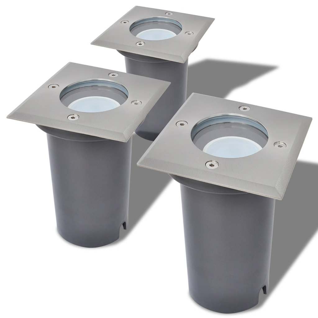 Set 3 Faretti LED Carrabili Quadrati Esterno IP67 Acciaio Inox - Offerta