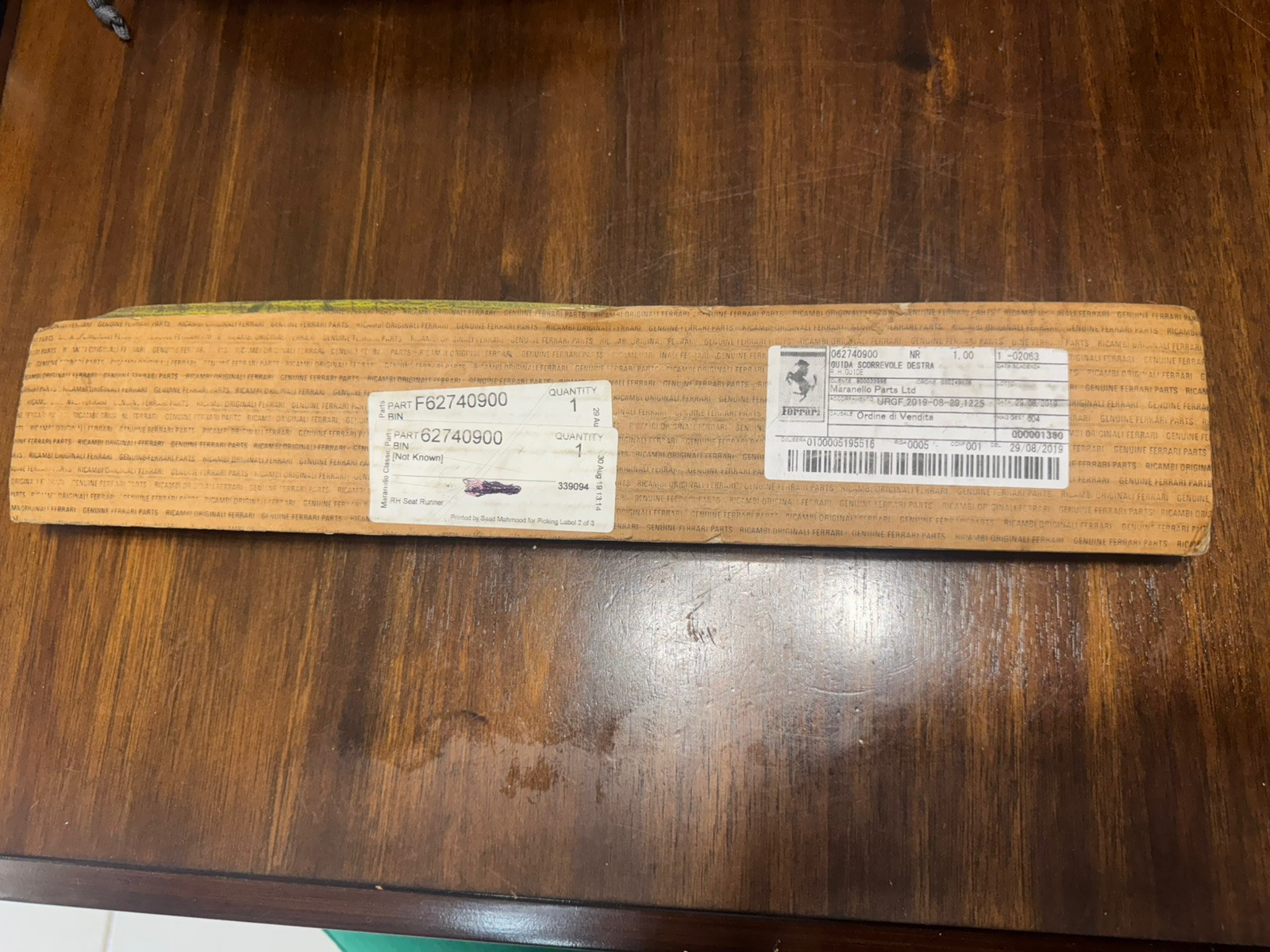 Genuine Ferrari F40 Part RH SEAT RUNNER 62740900