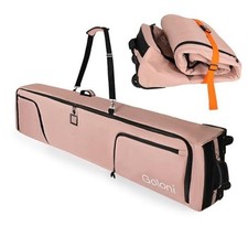 Ski Bag with Wheels,Padded Snowboard Bag for Air Travel,600D 190cm Pink