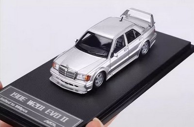 HKM 1/64 Scale Mercedes Benz 190E W201 Evo II Silver Diecast Model