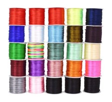 Nylon Satin Cord 1mm Rattail Cord Assorted Colors String - 550 Yds Nylon Chin...