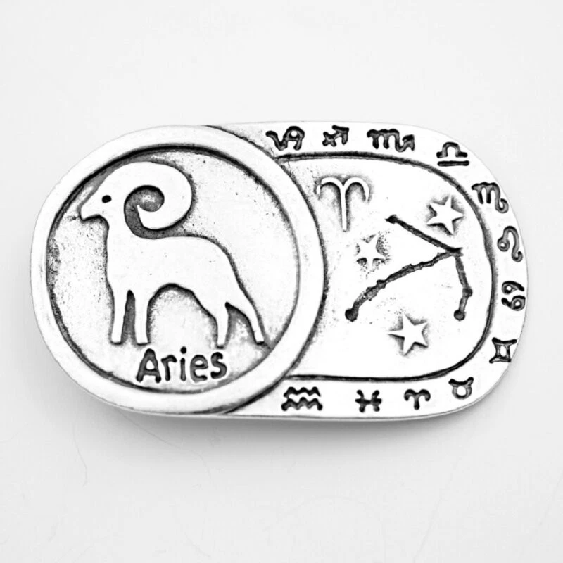 Widder Sternzeichen Gürtelschnalle Altsilber Rechteck Astrologie Symbol - Bild 3 von 4