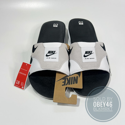 Nike Air Max 1 Slide Slippers Sandals Black/Gray/White Men\'s Size 18 Nike Air Max 1 Slide Slides White Light Neutral Gray Black  main image 2