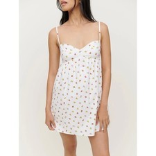 Reformation Cox Dress Layla White Floral Adjustable Tie Strap Mini Dress 4 NWT