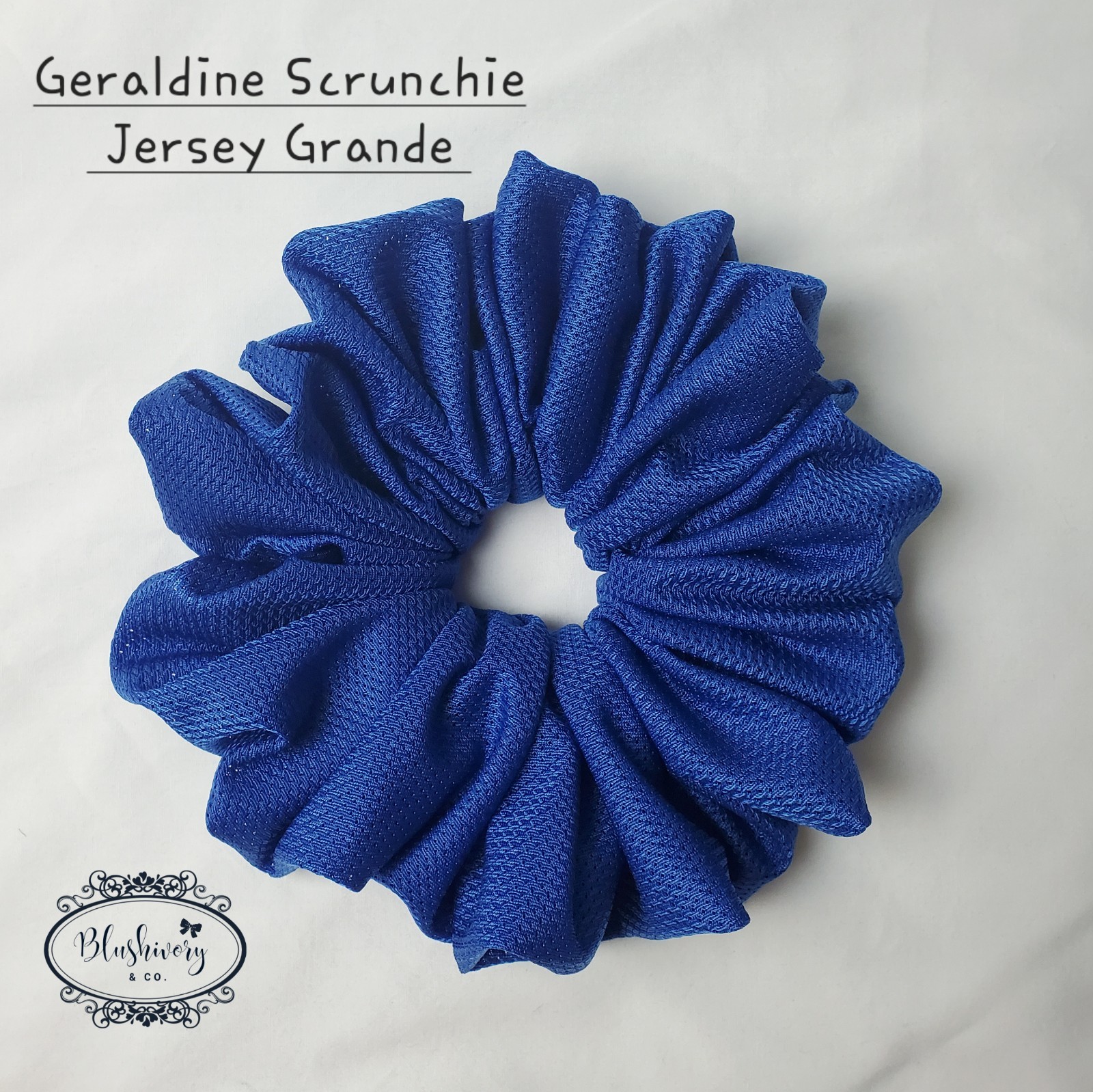 Geraldine Blue Jersey Scrunchie Large Hair Tie