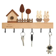 Key Holder With Shelf For Wall Rustic Wooden Entryway Organizer Hooks Cute