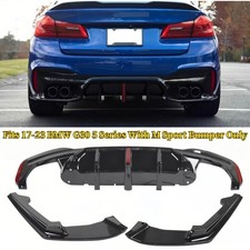 M5 Style Gloss Black Led Rear Bumper Diffuser Kit For 17- 23 Bmw G30 G38 M-sport