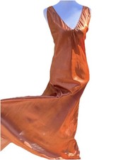 Fredericks Of Hollywood NightGown Maxi Slip Dress Satin Double Strap Copper 1X 