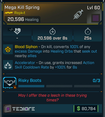 Borderlands 4   LEVEL 60  MEGA KILL SPRING REPKIT ACCELERATOR