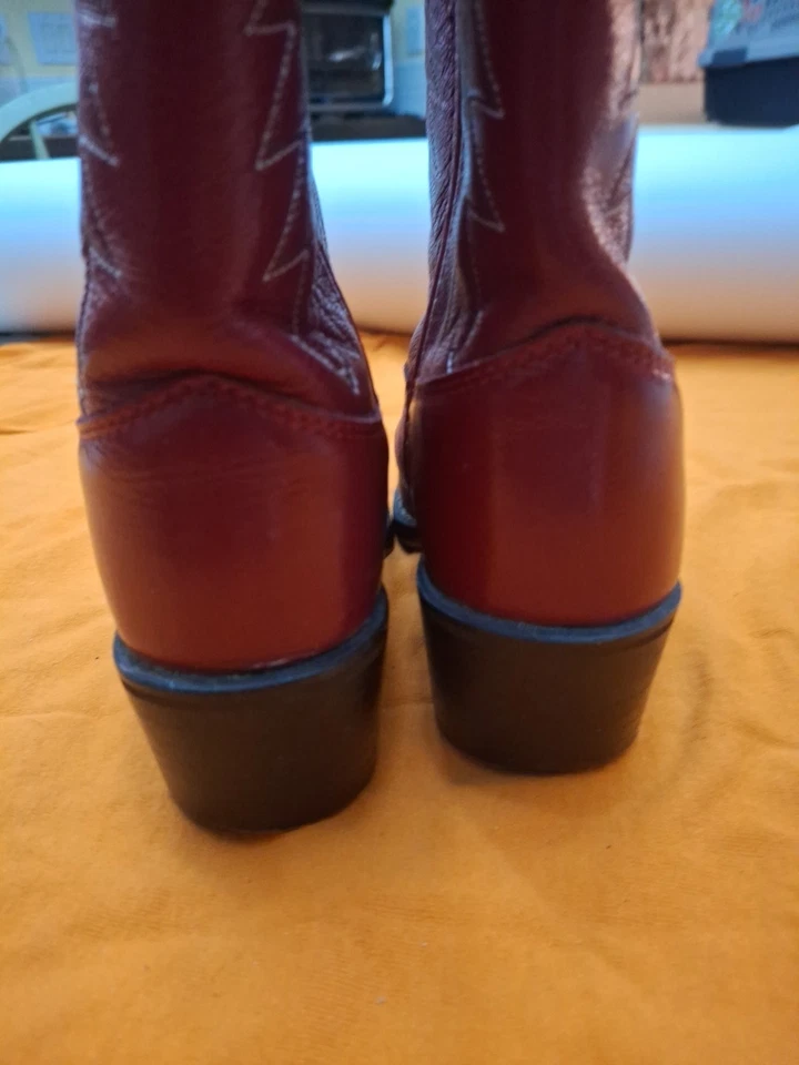 Botas de cuero rojas Old West para niños talla 13.0-D tan lindas Foto 3 de 4
