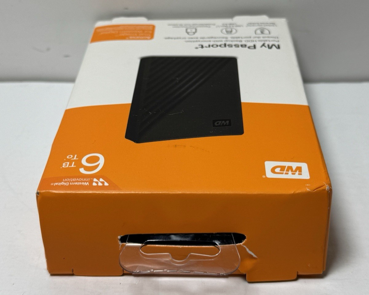 WD- My Passport 6TB External USB 3.0 Portable Hard Drive Black-Brand new