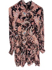 Anthropologie Cady Tiered Ruffle Flowy Paisley Cottagecore Boho Dress Sz M