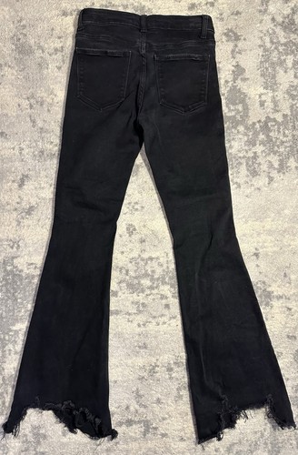 Flying Monkey Mid Rise Flare Step Hem Detail Distressed Black Jeans Size 25 - Picture 11 of 12
