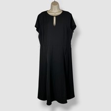 Lauren Ralph Lauren Women's Black Metal Plaque Split Neck Dress Size: 16