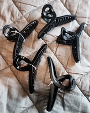 Hair Claw Clips 5 Piece for Women - Black Large Plastic Jaw Clip Non-Slip 4.25"