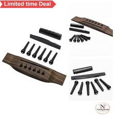 Acoustic Guitar Bridge Saddle Nut Pins Set 6 String Rosewood Black Pre-Slotted