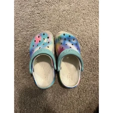 Kids Tie Dye Crocs Clog Sandals Beach Pool Shoes Aqua Pink Blue