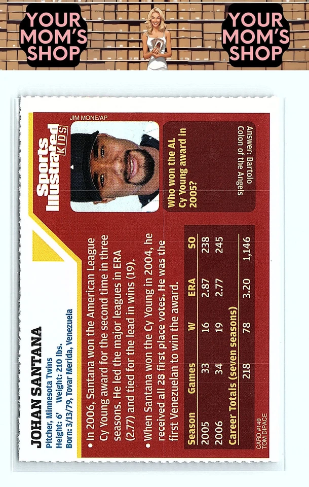 2007 Sports Illustrated for Kids #149 Johan Santana - Image 2 of 2