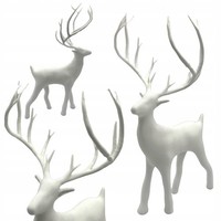 Hirsch Rentier Figur Weihnachten Weihnachtsdeko Dekofigur Geschenk Weiß
