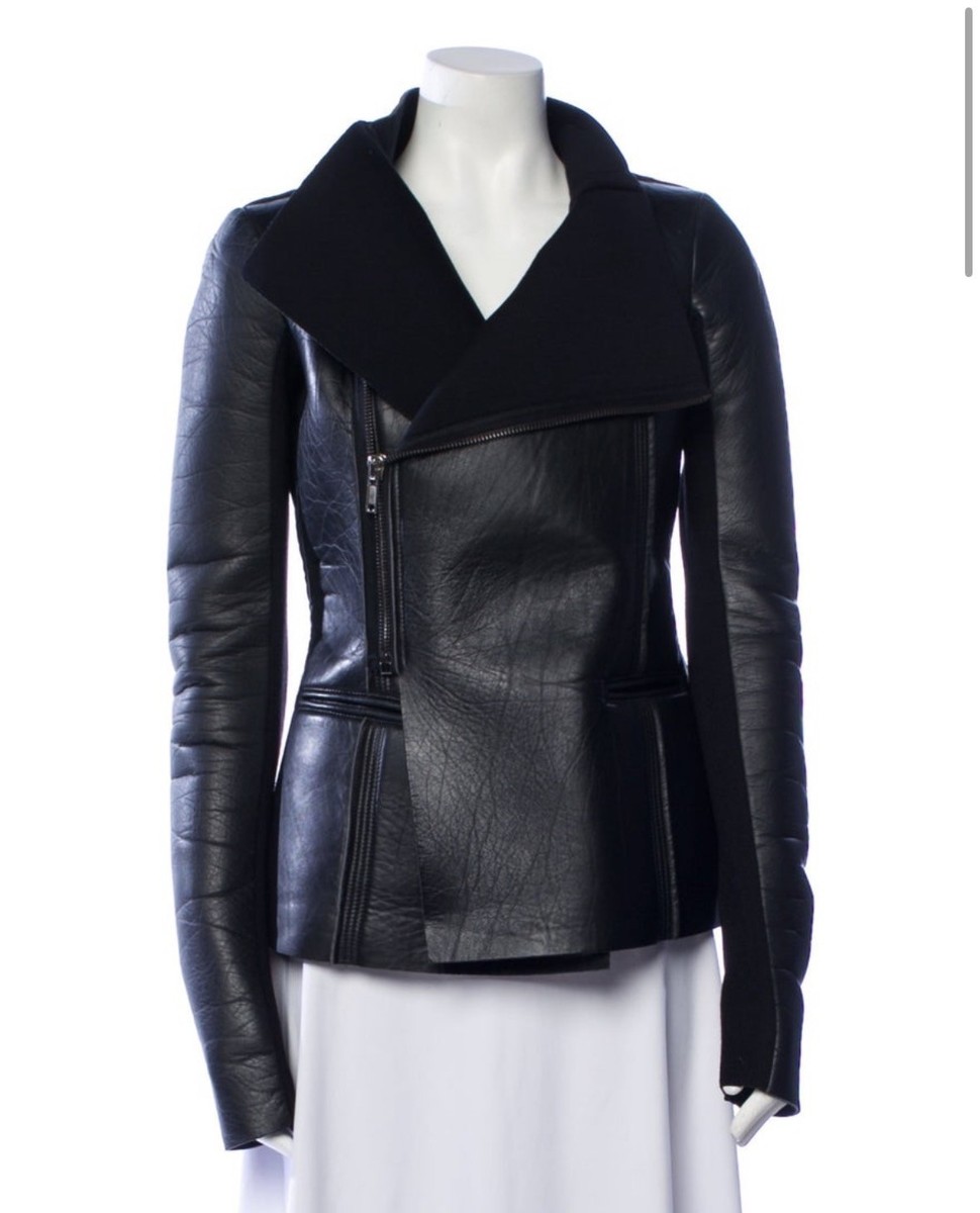 Rick Owens Lilies Black Lamb Leather Jacket Women’s US 8 Small/medium View 3