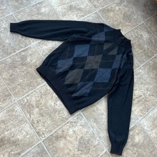 Dockers Men's Blue Argyle Crew Neck Sweater