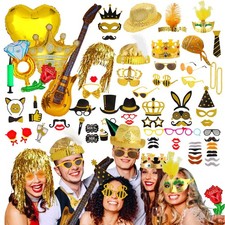 Premium Gold Photo Booth Props Set, Luxury Black Gold Party Photo Booth Pro...