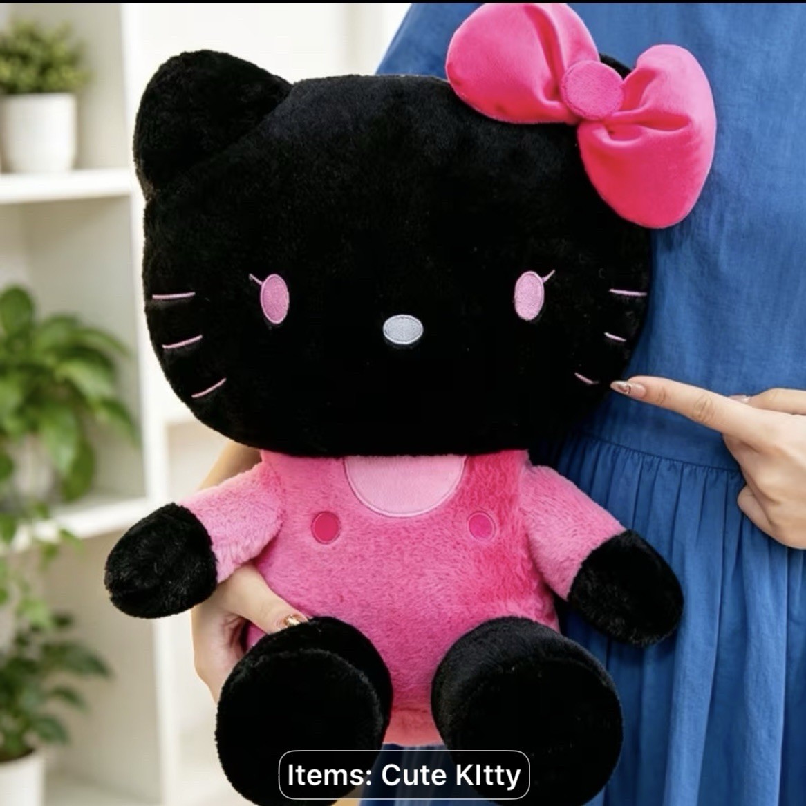 Juguete de peluche negro Kawaii Sanrio Hello Kitty