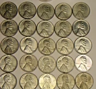 1943 STEEL LINCOLN WHEAT CENT PENNY ROLL (50 coins) STEEL PENNY, good condition