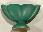 Vintage Broadmoor Pottery Co. Green Fan Vase 9" wide x 5 1/2" tall — photo 1