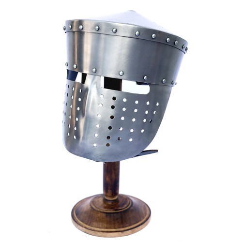 Medieval Crusader Peaked Pot Helmet Armor Halloween - Picture 2 of 3