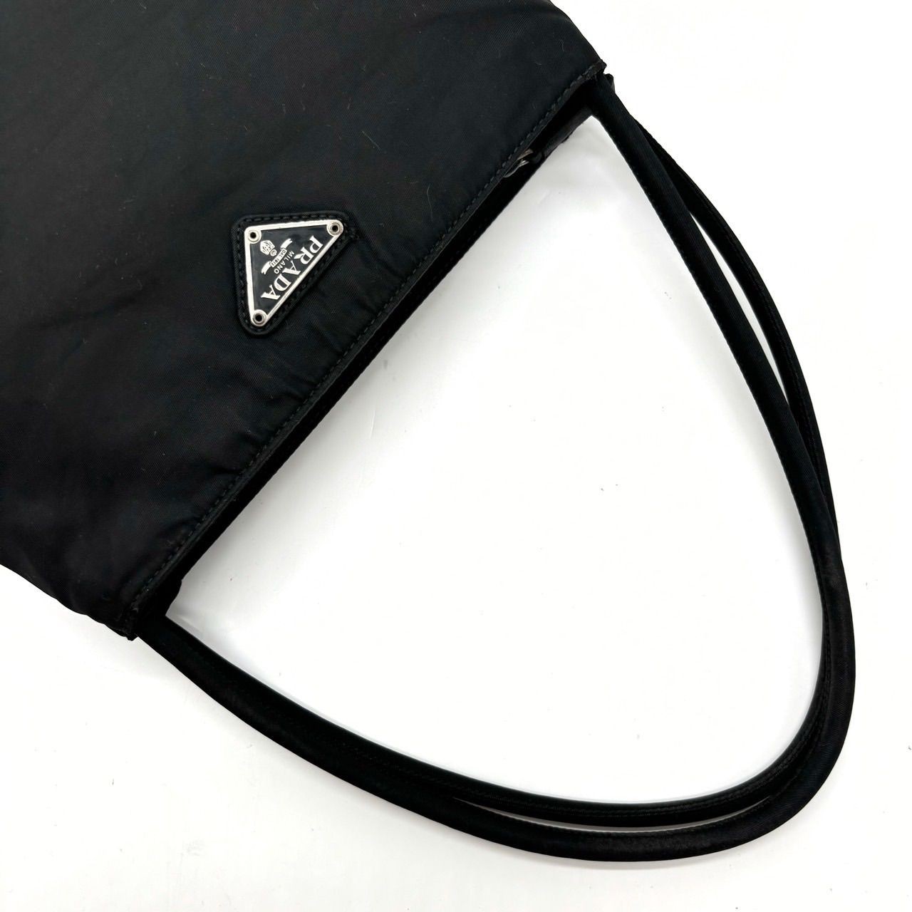 PRADA Totes Black Nylon Triangular Logo Plate Aut… - image 7