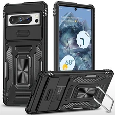 For Google Pixel 9 Pro XL 6.8 inch Case Sliding Lens Cover Shockproof Ringstand