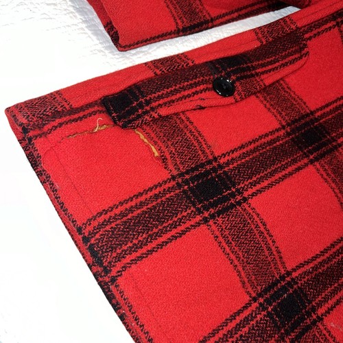 Vintage Jacket Peacoat Pine Crest Men 38 Red Plaid Wool Pinecrest Union USA Made - Picture 13 of 20
