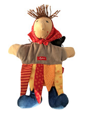 Sigikid Handpuppe Hexe mit Katze Plüsch Stofffigur 30 cm guter Zustand Nicki