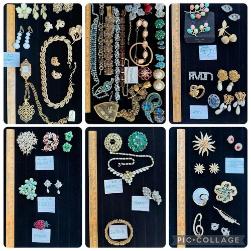 VTG 55 Signed Costume Jewelry Lot 92 Piece Brooch Pin Clip On Earrings Bracelet