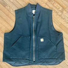 Carhartt V01 BLK Vest Men’s Size XXL Black Canvas Quilt Lining Full Zip