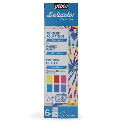 Pebeo Setacolor Fabric Paint Tie & Dye Initiation Set 6 x 20ml
