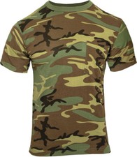 Woodland Camouflage Short Sleeve Army Camo T-Shirt with Pocket
