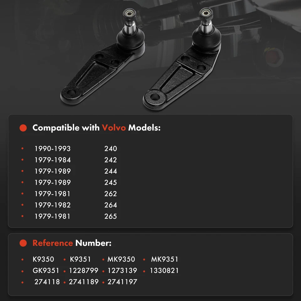 2x rótulas inferiores delanteras con herrajes de montaje para Volvo 240 242 244 245 262 264 Foto 2 de 4