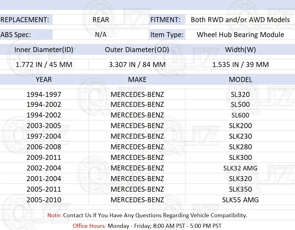 [TRASERO (cantidad 1)] 513130 cojinete de rueda [84 mm OD] para Mercedes-Benz SL320 1994-1997 Foto 2 de 4
