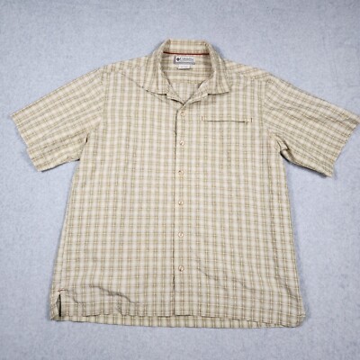 Columbia VERTEX Men's Plaid Button Up Short Sleeve Collared Shirt Large