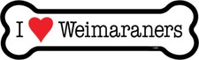 I Heart (Love) Weimaraners Dog Bone Car Magnet 2" x 7" USA Made