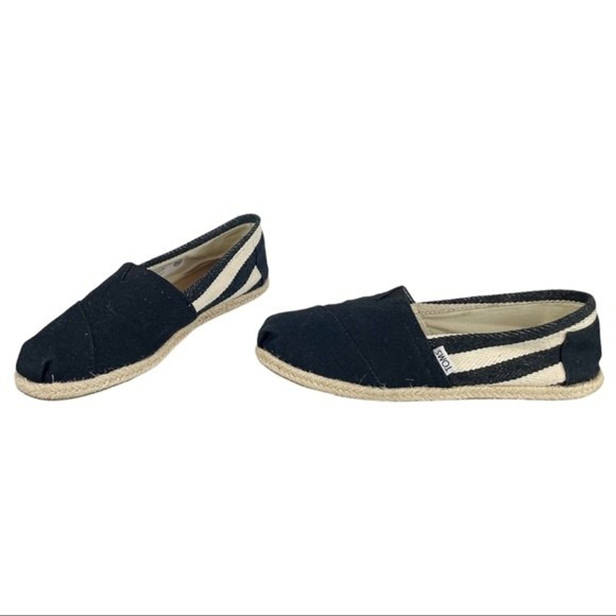 TOMS Womens Sz 7 Stripe University Classic Slip On Canvas