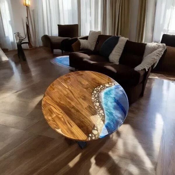 Luxury Handcrafted Epoxy Wood Resin Table – Unique Centerpiece Furniture-image