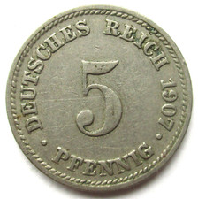 Deutsches Kaiserreich  5 Pfennig 1907 D  Pr&auml;gezeichen: "D" - M&uuml;nchen