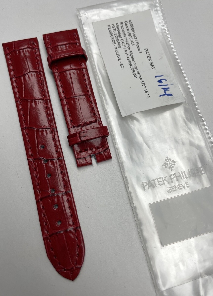 PATEK PHILIPPE プレート ORIGINAL PATEK PHILIPPE RED CALF LEATHER BAND STRAP NEW Ref. 4968